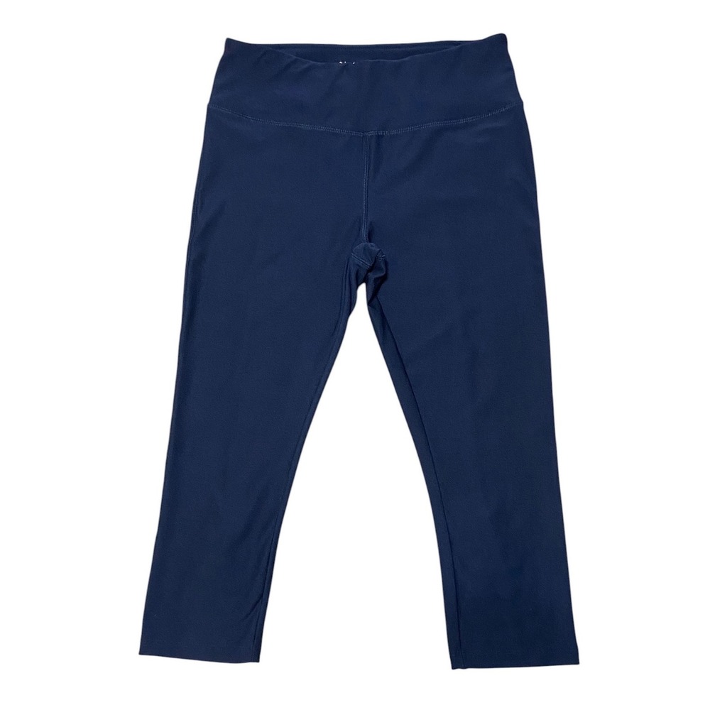 Vogo Athletica Navy Blue Capri Leggings Lattice Strappy Back Detail Gymcore M - Picture 2 of 8